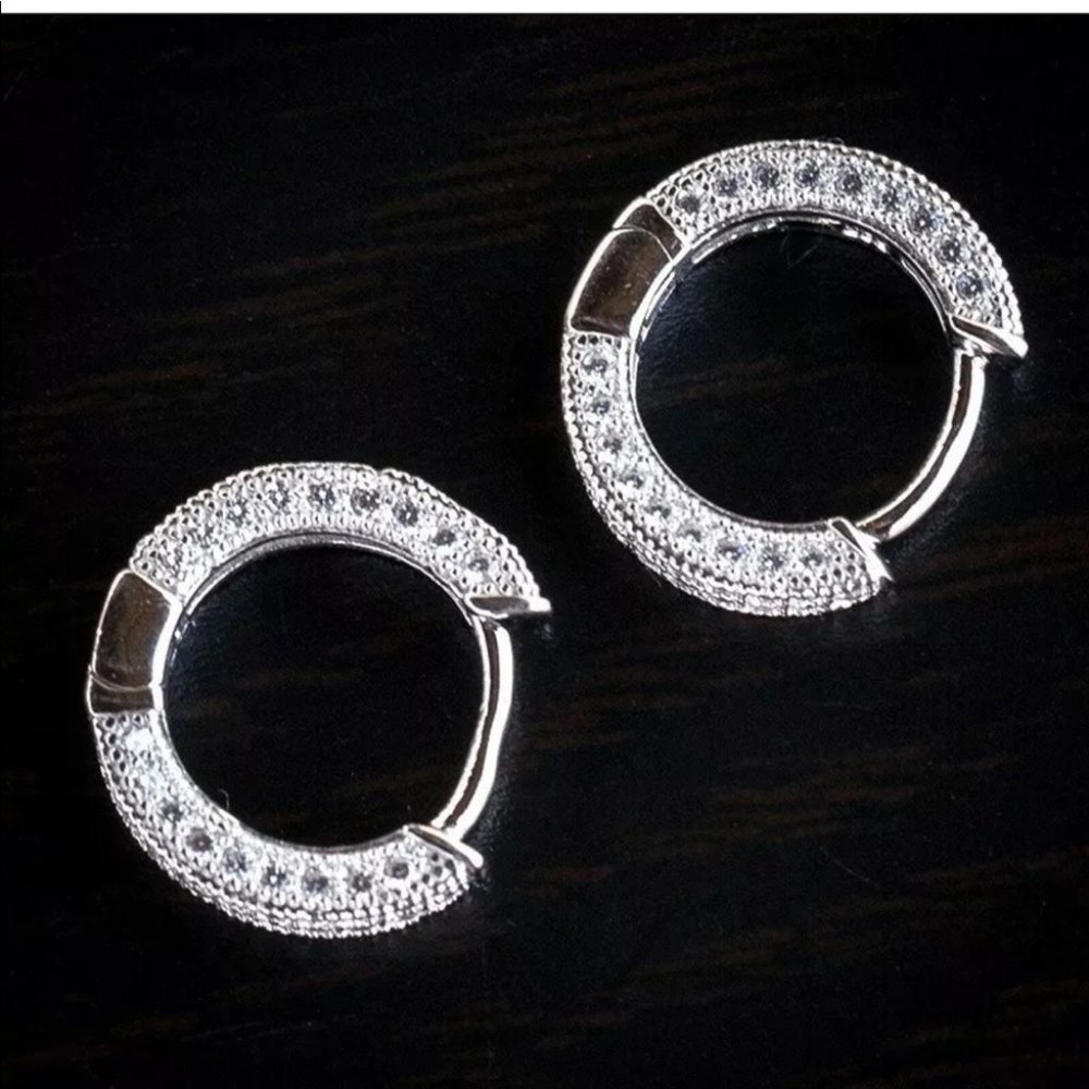 New silver, gold, rose gold Hoop unisex Earrings - Picture 6 of 9